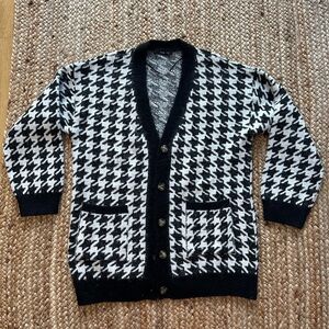 Mango Gingham Print Oversized Cardigan Black/White